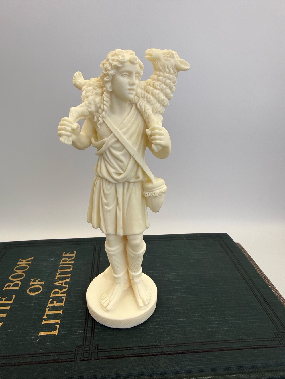 Vintage Shepherd With Lamb Classic Figure, Italy, Signed, 6.5”